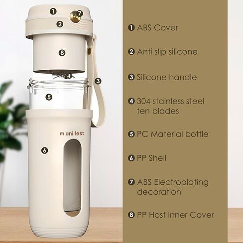 350ml Portable Juicer Cup – USB Rechargeable Mini Blender, Type-C, Travel-Friendly Personal Smoothie Maker, White Plastic in Saudi Arabia