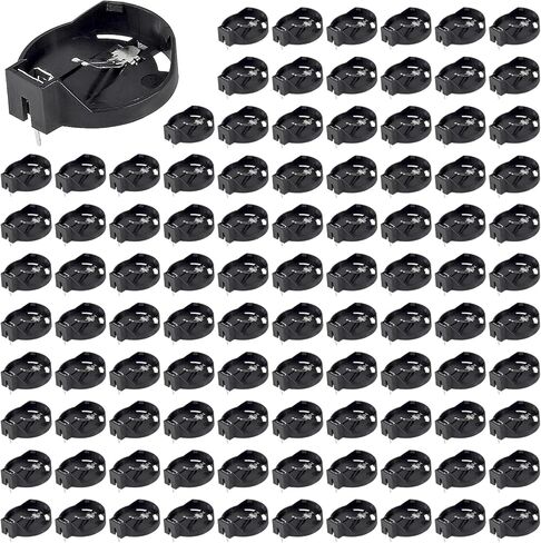 100pcs CR2032 Battery Holder, Coin Cell Button Socket Holder Case, CR2032 Coin Cell Button Battery Holder with 3 Pin Solder Mounting Lead (A) in Kuwait