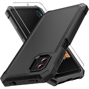 Muoktcm for Samsung Galaxy Xcover 6 Pro Case, with Screen Protector, Dual Layer Structure Protection, Shock-Absorbing Corners TPU Bumper, Heavy Duty Rugged Protective (SM-G736) Phone (Purple)