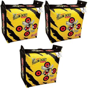 Morrell Yellow Jacket YJ-425 Portable Adult Field Point Archery Bag Target with 2 Shooting Sides, 10 Bullseyes, and Carry Handle, 3 Pack, Yellow
