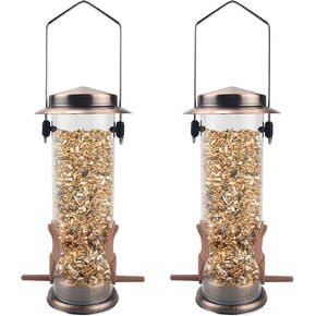 مغذيات الطيور البرية من MIXXIDEA للتعليق في الهواء الطلق، عبوة من قطعتين من أنبوب من الفولاذ المقاوم للصدأ لتغذية الطيور، وحدة تغذية الطيور مقاومة للماء لتزيين الحديقة في الفناء الخلفي، وحدة تغذية شوك معدنية جذابة (قهوة) in Kuwait