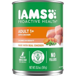 Iams Proactive Health Wet Dog Food, Chicken Chunks in Gravy, 13 oz., Pack of 12