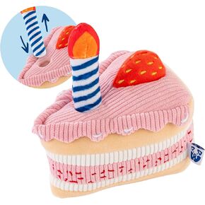 Birthday Cake Interactive Dog Toy - Interactive Pet Toy - Cute Unique Design Party Birthday Gift - Small Medium Dogs - Chew Resistant for Teething Puppy - Fun Plush Toy with Squeaker (Pink)