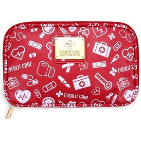 Car Sun Visor First Aid Kit Multi-Pocket Visor Organizer Storage Pouch with Survival Emergency Tools Including Window Breaker Disposable Urine Bag for Family Travel in Cars (Cyan)