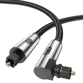 EMK 90 Degree Optical Cable for Soundbar to Tv, Optical Audio Cable Toslink Optical Cable Digital Audio Optical Cable for Soundbar,TV, Home Theater, DVD Player (5FT/1.5M)