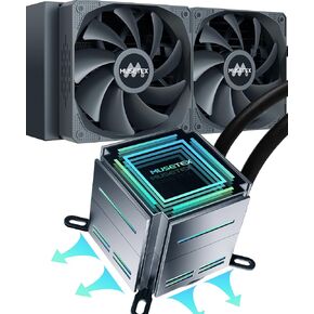 MUSETEX Liquid CPU Cooler 240MM, 38MM Thickened AIO Cooler for MOBO Cooling, Pre-Installed 2 PWM Fans, Infinity Mirrors AIO CPU Water Cooler, for Intel 1200/115X/17XX/20XX, AMD AM5/AM4, Black, M240T
