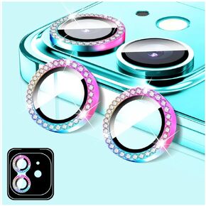 LucBuy Diamond Camera Lens Protector for iPhone 16 Pro/iPhone 16 Pro Max, Sparkling Camera Lens Cover Film Stickers, Tempered Glass Screen Cover, Individual Auto-Align Metal Rings Phone Decorations