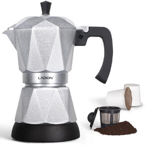 Single Serve Coffee Maker for K Cup & Ground Coffee, Electric Espresso Coffee Maker, Portable Cafeteras Electricas Modernas, Electric Moka Pot with Detachable Base & Overheat Protection (150ml)