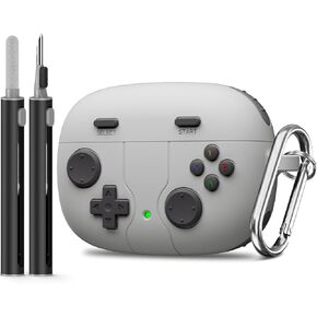 【with 3D Decompression Button】 for JBL Vibe 200TWS / JBL Vibe Beam Case Cover Game Console Design, Silicone Case Compatible with JBL Vibe 200TWS with Keychain with Cleaning Pen kit - Dark Gray