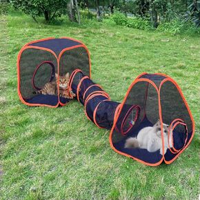 Outdoor Cat Enclosures, Cat Tunnels Tents Cubes for Indoor Cats with Play Ball, Collapsible Outside Playpen Tunnel for Kitty, Rabbit, Puppy and Small Animals