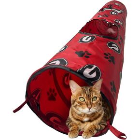 NCAA Ohio State Buckeyes Cat Tunnel Tube Toy with Plush Football Catnip and Feathers in Kuwait