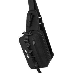 Waterproof Waist Bag with Fishing Rod Holder,Fishing Fanny Pack with Airtight Zipper Closure Multi-functional Lightweight Tackle Bag for Fly Fishing Outdoor Sports Camping Kayaking (Black)