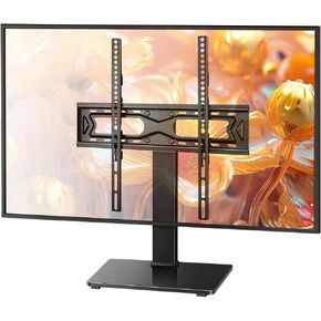 Black Universal TV Stand for 27-65 inch TVs Height Adjustable Table Top TV Base Max VESA 400x400mm,Holds up to 88 lbs