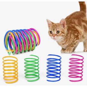 12 Pack Colorful Elastic Jumping Cat Toy Springs - Interactive Funny Plastic Toys for Cats and Kittens