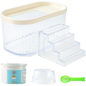 TUTU&LELE 5pcs Hamster Living Set Sand Bath Container & Ladder & Cleaning Scoop & Bath Sand & Bowl for Hamsters Mice Gerbils or Other Small Pets Cage Accessories (Green)