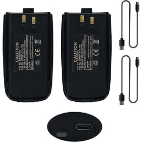 2 Pack TH-UV8000D Battery Upgraded USB-C Charging 3800mAh Larger Capacity Li-ion Battery LB-75L Replacement TC-8000 Ham Radio with Type-C Cables