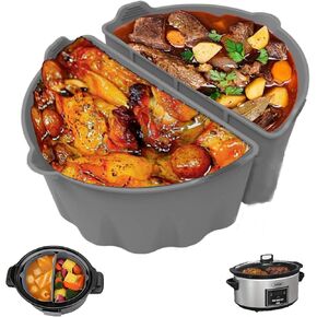6 Quart Silicone Slow Cooker Divider Liners, Reusable Slow Cooker Divider Insert for Most 6 Qt Crock Pot Slow Cookers Accessories,Crock Pot Divider,Dishwasher Safe, BPA Free