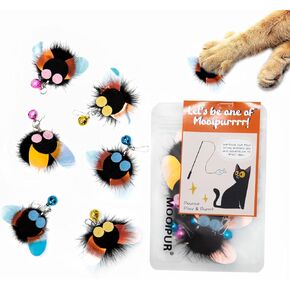 Cat Toy, Shiny Insect Refills for Cat Wand Toy, 9PCS Replacements with Bells for Cat Fishing Pole Toy, Interactive Cat Toy Lightweight, Chase and Exercise (Insects + Ball Set)