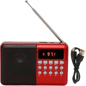 CHICIRIS Battery Operated FM Radio, Portable AM FM Radio Memory Card Mp3 Playback Battery Operated Ergonomic External Antenna Pocket Radio