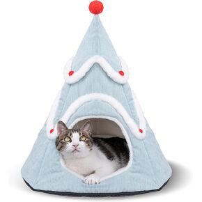 Cozy Pet Teepee Cat & Puppy Tent Tipi Bed Luxurious Pet House with Cushion, Fully Machine Washable Large Space Pet Bed for Small Dog