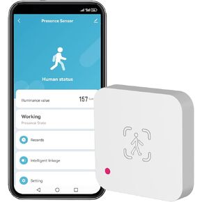 WiFi Human Presence Sensor: Smart Motion Sensor with App Notification Alerts, 5.8GHz mmWave Radar Detector, Zone Positioning, Human Body Exists Sensor for Home Security & Home Automation