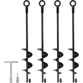 Multi-Purpose Trampoline Stakes Kit, LA VANE 3" Wider Spiral Ground Anchors Tent Stakes Heavy Duty Fully Welded Trampoline Anchors for Shed Swing Sets Carports Camping Tent Canopies