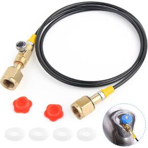 CO2 Tank Refill Station Charging Adapter with 60 Inch Hose for Filling Soda Machine CO2 Adapter Quick Connector Hose CGA320 to CGA320 Threaded CO2 Tansfer Tank
