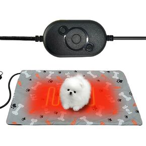 Pet Heating Pad, 32.7×20.5 inch Pressure Activated Heated Mat for Indoor Dogs Cats, 3 Adjustable Temperature with Chew Resistant Cord