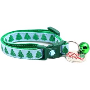 Christmas Cat Collar with Bell | Safety Breakaway Collar | Adjustable Large Size or Kitten Collar (Christmas Lights, Large(10lbs & Up))