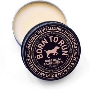 BORN TO RUN Dog Nose Balm 2oz | Dry Cracked Chapped Snout Soother | Moisturizes Heals Natural Sunscreen & Cold Wind Protection | Hyperkeratosis Relief Plant-Based Fragrance-Free Lick Safe Nose Cream