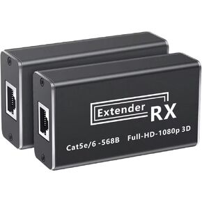 HDMI Extender over Cat5e Cable, 60m HDMI Extender POC 1080P HDMI Extender HD Video over Ethernet No Loss EDID RJ45 to HDMI Extender Transmitter Receiver up to 196 feet over Cat5e/Cat6 Support 3D
