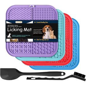 Lick Mat for Dogs and Cats, Licking Pad with Suction Cups, Slow Feeder Pet Bowls for Training and Bathing Grooming 4Pack