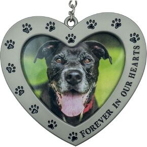 Pet Memorial Picture Frame Ornament Forever in Our Hearts Heart Shaped Photo Pet Sympathy Gift Memory Keepsake for The Loss of a Pet