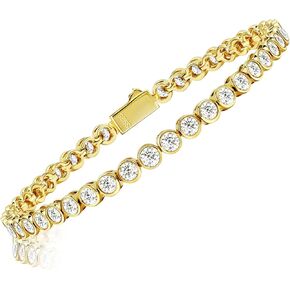 Moissanite Tennis Bracelets for Women: White Gold Plated 925 Sterling Silver Round Chain Sparkling 3mm Diamond VVS1 D Color Solitaire Precious Bracelet Birthday Valentine's Day Wedding Brides Jewelry