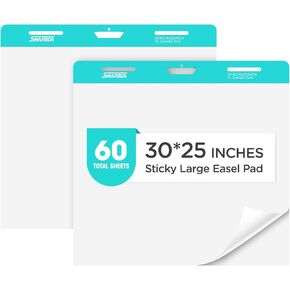 SHARBDA Sticky Easel Pads,Letter-Size,8.5 x 11 inches,Small Chart Paper, 30 Sheets/Pad, 4 Pads, Portable Blank Sheet with Sticky for Classrooms, Drawing, Writing