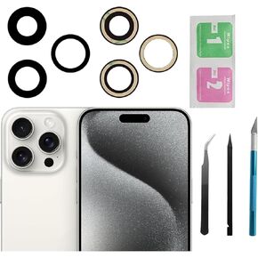 3pcs/Set Back Camera Lens Glass Replacement for iPhone 15 Pro Max 6.7inch Camera Lens Replacement with Pre-Installed Adhesive + Repair Tool Kit, Anti-Lens Scratch & Waterproof