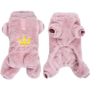 Plush Dog Pajamas Cute Dog Crown Pajamas Pet Puppy Pajamas Warm Dog Winter Jumpsuit Clothes for Small Dogs Cats Girl(S)