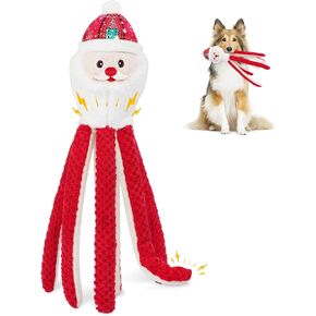Christmas Dog Toy with Squeaker, Christmas Octopus Deer Squeaky Toy Dog Puppy, Christmas Dog Chew Toy Squeaky Dog Toy, Funny Squeaky Interactive Durable Dog Chew Toy for Small, Medium and Large Dogs