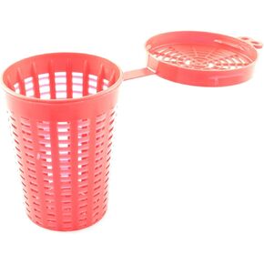 10PCS Red Plastic Bait Bucket Fishing Bait Cage Trap Fish Lure Feeder Basket Holder for Crawfish Minnow Shrimp Earthworm Crab Carp Catfish Traps Cast Net