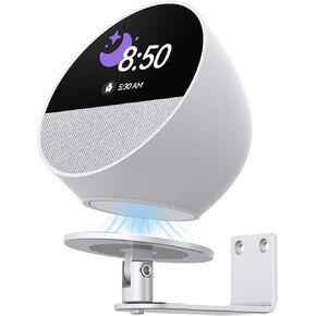 Almoz Adjustable Mount for Echo Spot, Tilt Swivel Mount Stand for Echo Spot, Alexa Echo Spot Wall Bracket with Magnetic, Space Saving Echo Spot Smart Speaker Holder Cable Management (Silver)