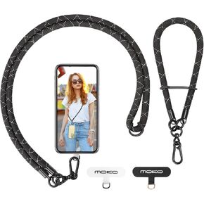 MoKo Crossbody Phone Lanyard, Adjustable Cell Phone Lanyard, Premium 8mm Thick Rope Mobile Phone Lanyard for iPhone, Samsung,and More | Phone Neck Strap×1, Wrist Strapx1, Lanyard Patch×2, Rose Red