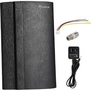 AM/FM Antenna - Antop AT-212FM with Built-in Digital Booster to Improve Reception, Includes 6ft Coaxial Cable - FM Antenna for Stereo Receiver Indoor
