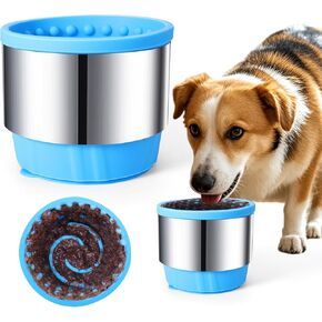 Dog Lick Bowl, Dog Bowl Slow Feeder for Dry,Wet, and Raw Food, Silicone Slow Feeder Bone Dog Bowls,Anxiety Relief Freezebone Dog Enrichment Treat Dispenser - M/L