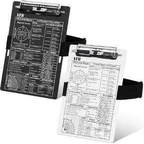 2 Pack VFR Pilot Kneeboard - Aluminum Pilot Writing Board- Aviation - 9.61 x 6.42 Inch Knee Board Clipboard Flight Knee Boards with Elastic Knee Board Strap & Pen Holder for Pilots Gifts