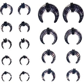 18PCS Septum Tapers Acrylic Septum Pincher Ear Tapers Kit C Shape Buffalo Ear Gauges Stretching Expander Rings for Nose Ear Gauges Size 14G-00G