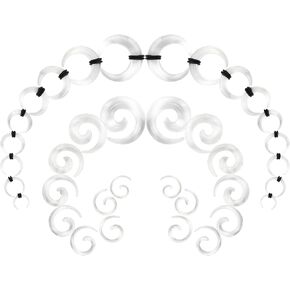 18PCS Septum Tapers Acrylic Septum Pincher Ear Tapers Kit C Shape Buffalo Ear Gauges Stretching Expander Rings for Nose Ear Gauges Size 14G-00G in Saudi Arabia