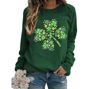 سويت شيرت Yimoya St Patricks Day للنساء قميص Lucky St Patty Day بأكمام طويلة ورسومات St Patricks in Kuwait