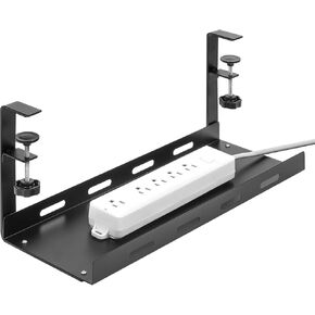 Under Desk Cable Management Tray，16.5" Standing Desk Cable Organizer, Under Desk Organizer with Upgraded Clamp, No Damage to Desk,Make Your workspace More Comfortable and Organized! Black