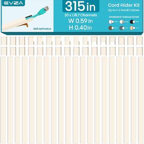 Beige Cord Cover Wire Concealer - 315in Cable Hider for 1-2 Cords, Cable Raceway Kit, Ethernet Cable, Speaker Wire Hider, Small Cable Channel, Cable Concealer for TV On Wall, Electrical Cord Cover