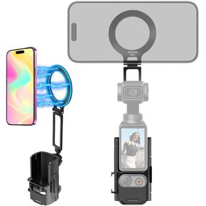 Osmo Pocket 3 Magnetic Light Mount Phone Holder Car Mount 360° Adjustable Pocket 3 Magnetic Holder Expansion Adapter Frame Compatible for DJI OSMO Pocket 3 Accessories for Gym/Motorcycle